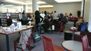 Local Authors signing tables at the Central Library
