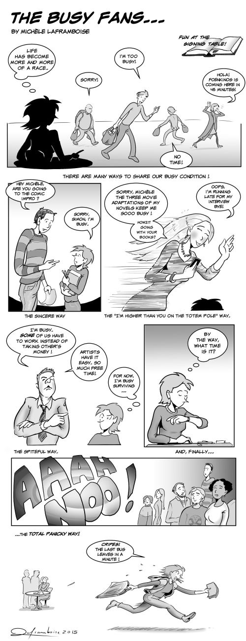 The Busy Fans  - Texts and art by Michèle Laframboise  -  There are lots of way of telling others that  you're busy