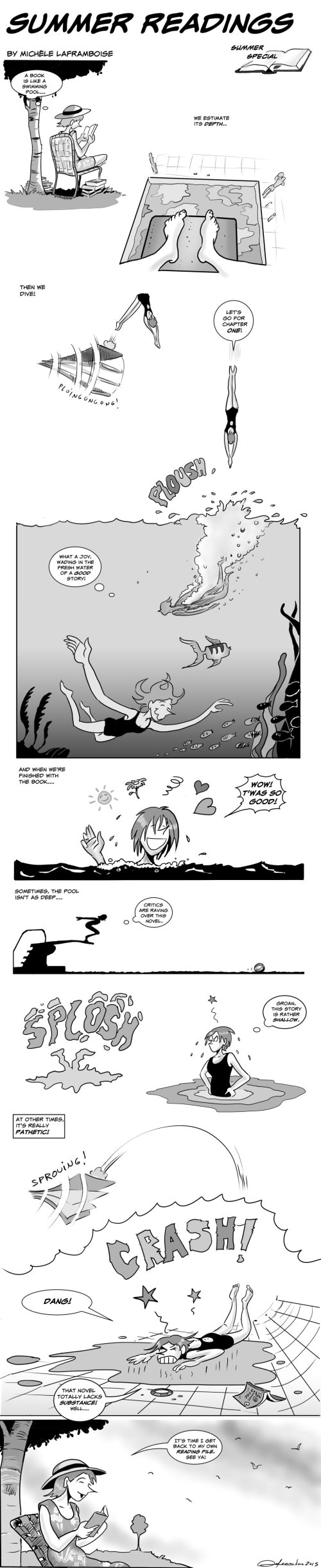 Diving in the summer reading! A book is like a swimming pool - Art and writing by Michèle Laframboise