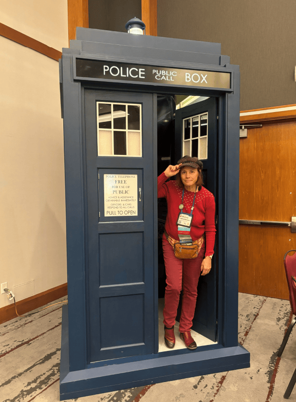 Michele exiting the Tardis